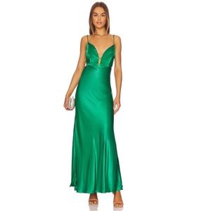 BARDOT Karlotta Cutout Satin Slipdress in Fern Size US 8 NEW WITH TAGS